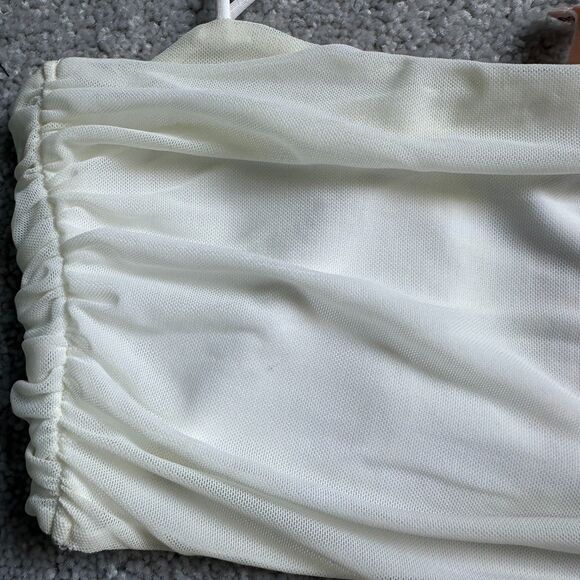 NWT OH POLLY WHITE NYLON CAMISOLE CROP TOP - Picture 4 of 9